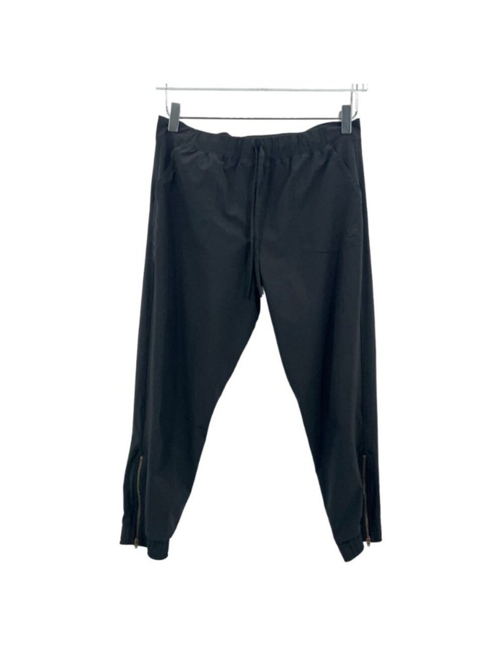 Albion Jetsetter Joggers Women's Size XS Petite Black Ankle Gold Zipper Pull on